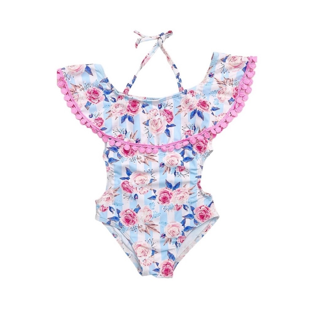New Boutique Girls Floral One Piece Bathing Suit